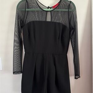 Saks Fifth Avenue Black Long Sleeve romper with Mesh Detail